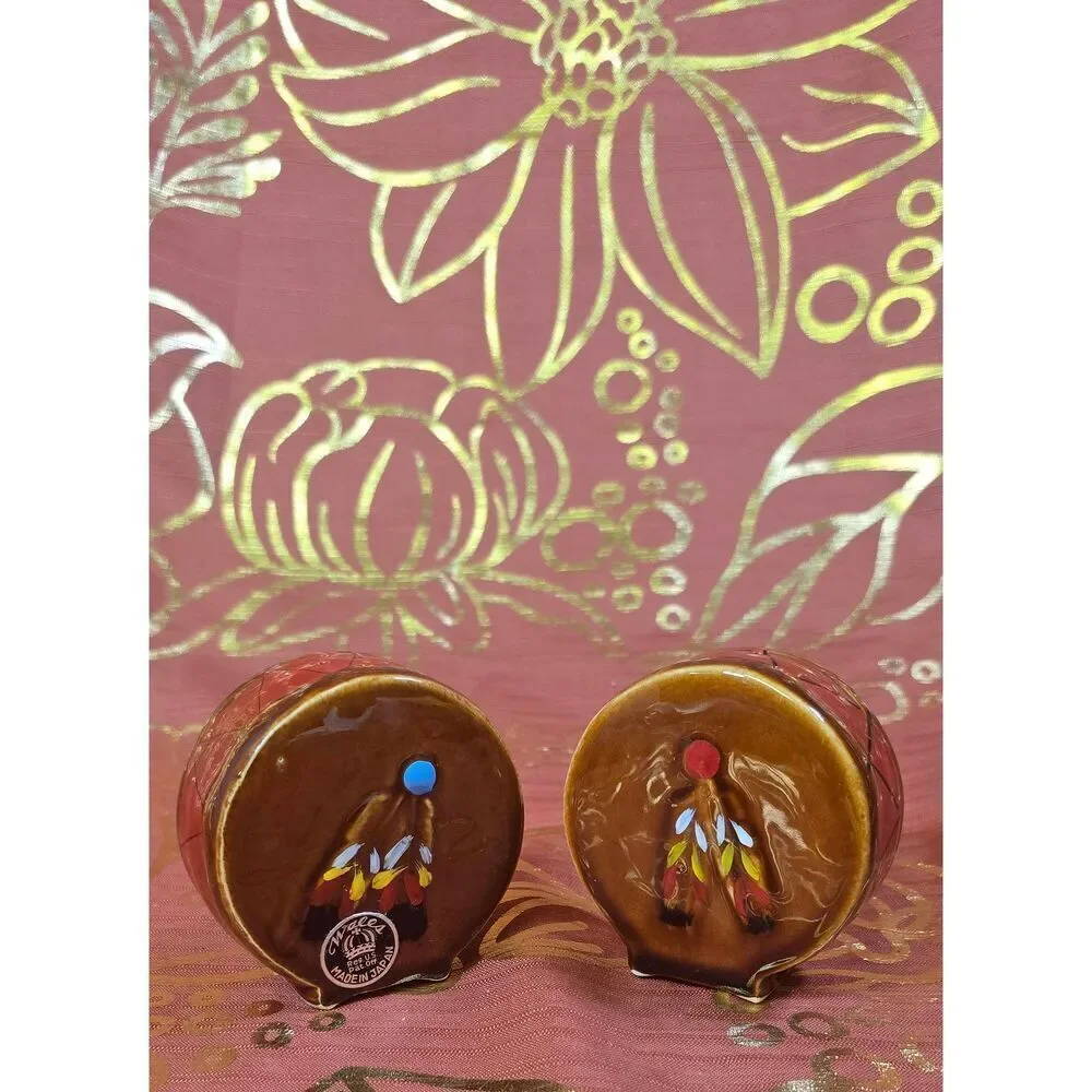 Wales Vintage Native American Chief Salt & Pepper Shakers